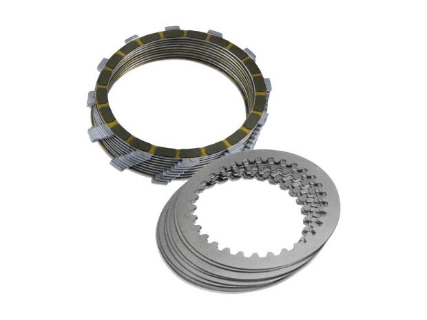 Extra-Plate Clutch Kit Kit consists of 9 bonded friction plates and 8 steel drive plates. 12% more surface area. 