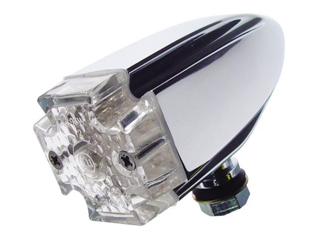 Long Maltese Cross LED Turn Signal Chrome Clear LED 