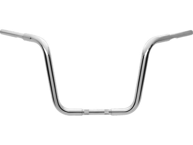12 Chubby Classic Ape Hanger Handlebar Non-Dimpled 3-Hole Chrome 1 1/4" Throttle By Wire Throttle Cables 