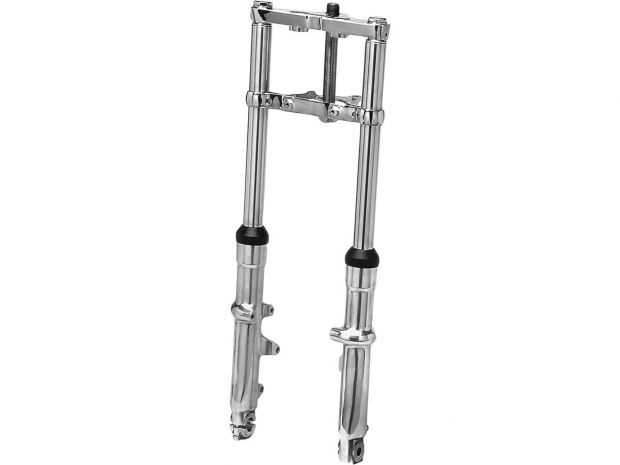 Fork Assembly for Wide Glide Stock Length, Polished Lower Legs Chrome Dual Disc 