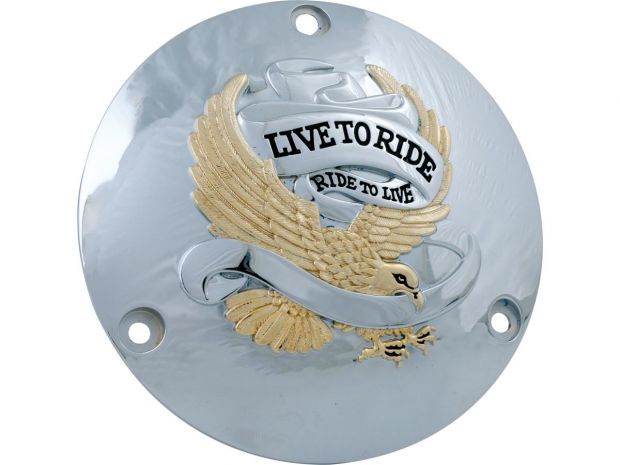 Live To Ride Derby Cover 3-hole Chrome Gold 