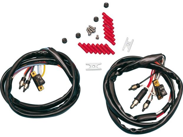 Early-Style Handlebar Wiring Harness Kit Left and Right Side, Black Switches and Caps 
