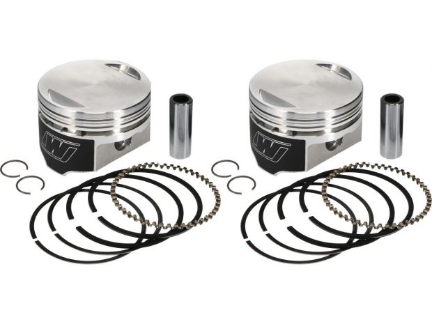 Forged Piston Kit for Sportster Engines Stroke 4,250" Bore 3,528" (89,6112 mm ), Flat Top -1,5cc 8.5:1 +.030 mm 1340 ccm (80 cui) 
