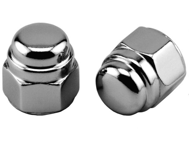 Flat Top Acorn Nut Pack Chrome 1/4"-28 UNF 