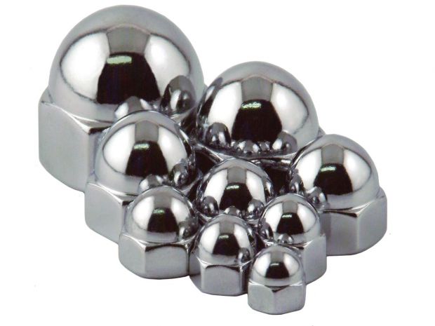 Flat Crown Acorn Nut Pack Chrome 3/8"-16 UNC 