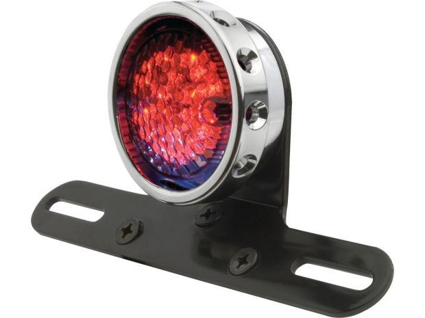 Retro Drilled LED Taillight with Bracket Aluminum Black LED 