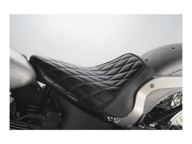 Bare Bones Diamond Stitch Solo Seat Black Vinyl 