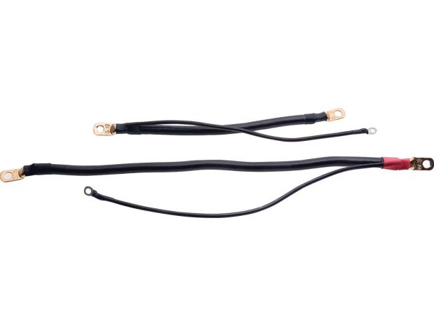 Mega Battery Cables with 12" Auxiliary Wire 16" Negative Black 