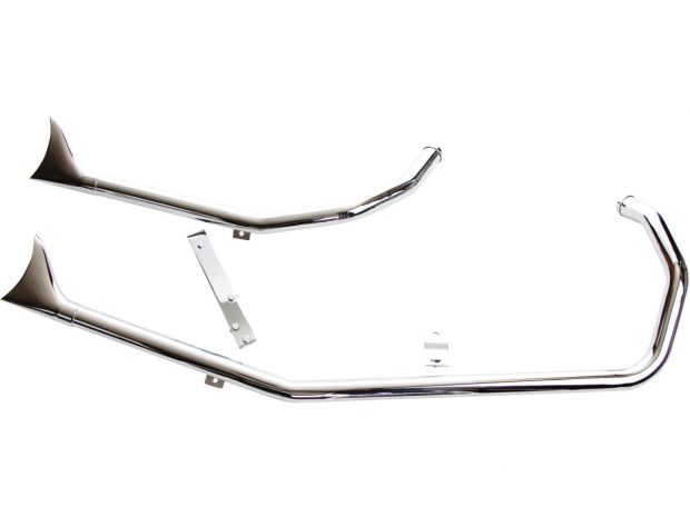 Upsweep Fishtail Pipe Set For Sportster Engines in Rigid Frames Chrome 1,75" 