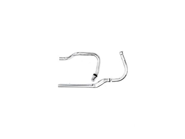 Single Cross-Over Panhaed and Shovel Headers 3-piece, front squish Chrome 1,75" 