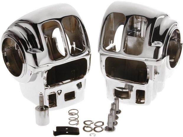 96-up Style Switch Housing Kit For models with radio and cruise control Chrome 1" 