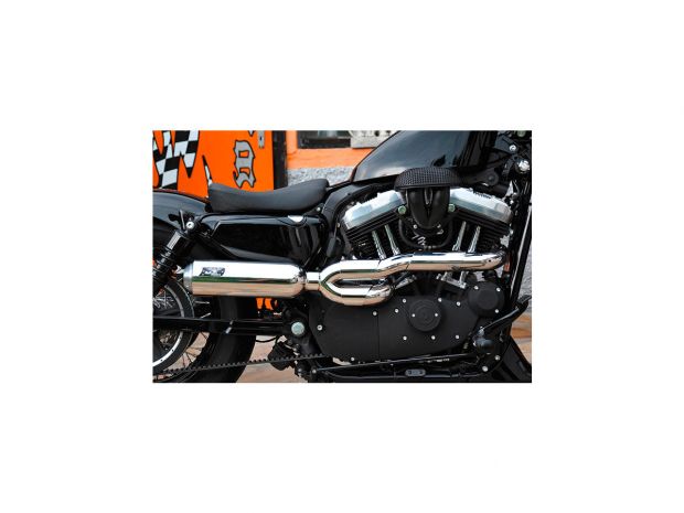 Bomb V2 Exhaust System , Polished Smooth Heat Shield, Polished Adjustable High End Cap, Polished 4" 