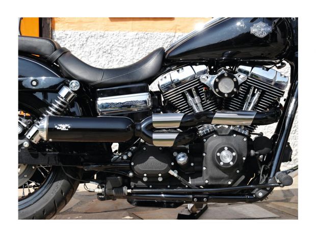 Bomb V2 Exhaust System , Polished Smooth Heat Shield, Polished Adjustable High End Cap, Black 4" 