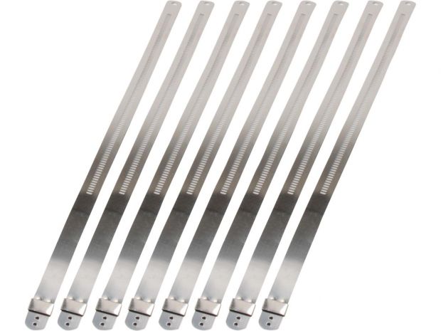 Exhaust Wrap Stainless Steel Locking Ties 9" long, 12mm wide (Pack of 8) 