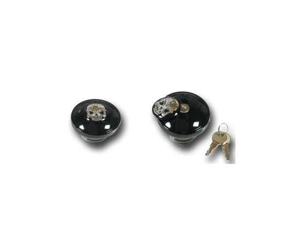 Skull Lockable Gas Cap Left side cap only (Non-Vented) Black 