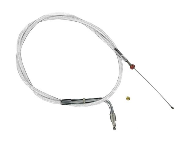 Stainless Braided Throttle Cable 90 ° Stainless Steel Clear Coated 50" 
