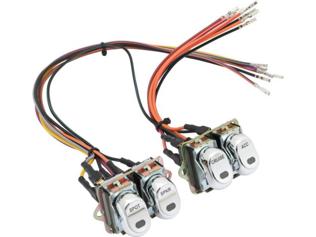 Fairing Rocker Switch Kit Spot/Accessories/Speaker/Cruise Chrome 