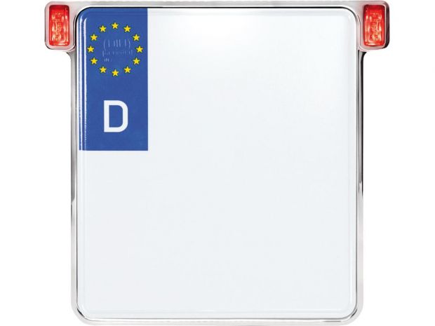 ALL-INN 2.0 License Plate Base Plate Brake Light/Taillight, German Size 200x180mm Chrome 