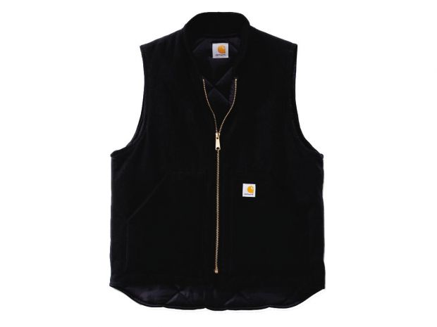 Relaxed Fit Firm Duck Insulated Rib Collar Vest Black | S