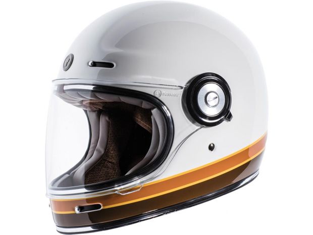 Newport (T-1) Retro Full Face Helmet White Iso Bars | XS