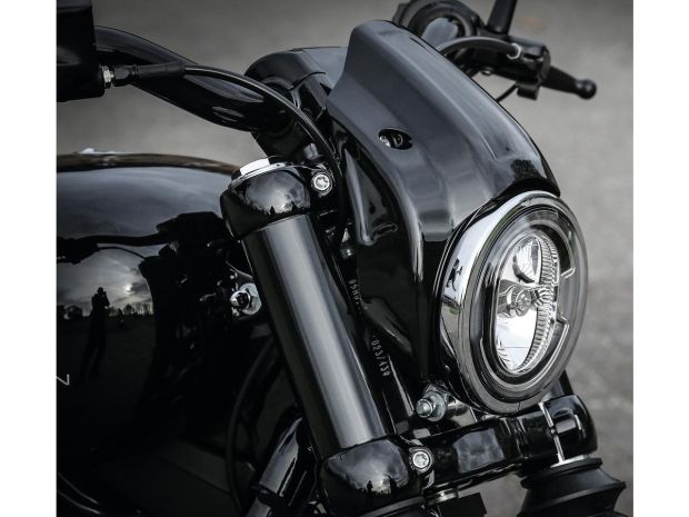 GOOFIT Chrom Motorrad Scheinwerfer Fernlicht mit integrierter  Backup-Blinker Ersatz für Motorrad ATV Cruiser Chopper