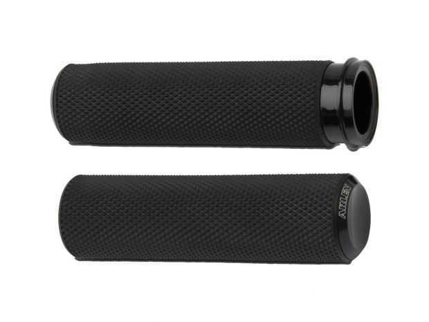 Knurled Fusion Grips Black Rubber, Black Endcap 1" Throttle By Wire 