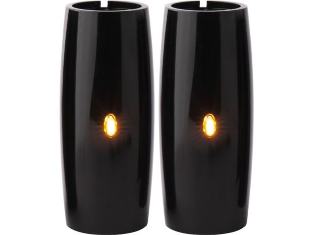 Athene Upper Fork Covers with integrated Turn Signals Black Powder Coated Satin 