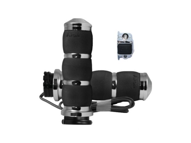 Air Cushion Heated Grips Chrome 1" Throttle Cables 