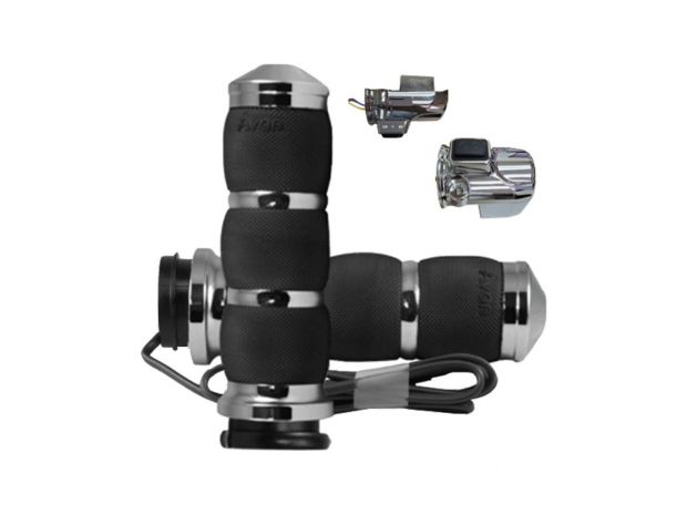 Air Cushion Heated Grips Chrome 1" Throttle By Wire 