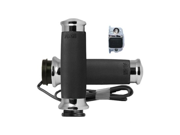 Custom Contour Heated Grips Chrome 1" Throttle By Wire 