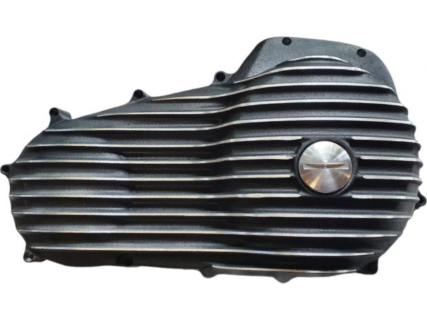 Ribbed Primary Cover for Touring Models Black Cut 