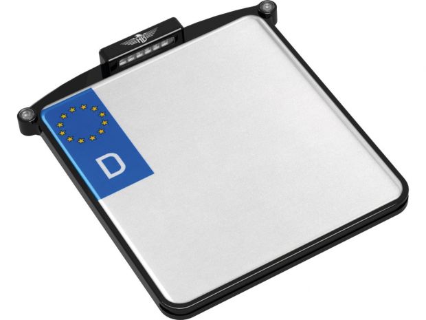 ALL-IN-ONE NANO License Plate Base Plate 3 in 1 and License Plate Light, German Size 200x180mm Black Anodized 