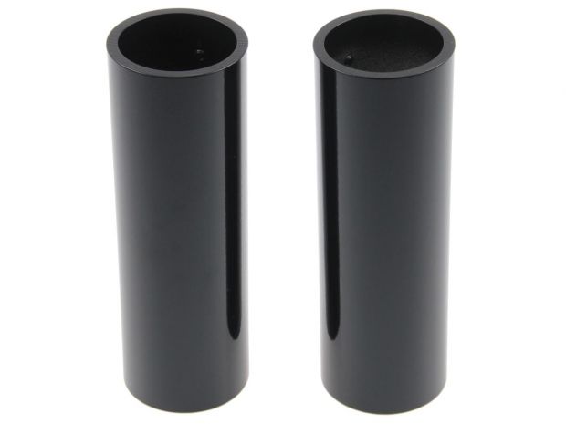 Upper Fork Cover Long Version, use without OEM Headlamp Mask and relocated Turn Signals Black Gloss Powder Coated 