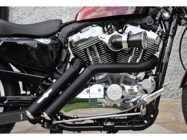 Firestarter Exhaust System , Without Heat Shield, Polished Smooth End Cap, Black 2,5" 