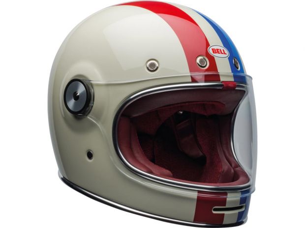 Bullitt Retro Full Face helmet Command Vintage Gloss White Oxblood Blue | S