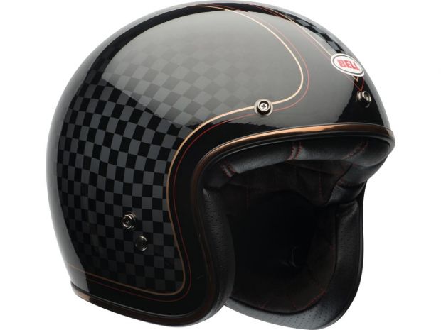 Custom 500 Open Face Helmet RSD Check It Gloss Black Gold | XL