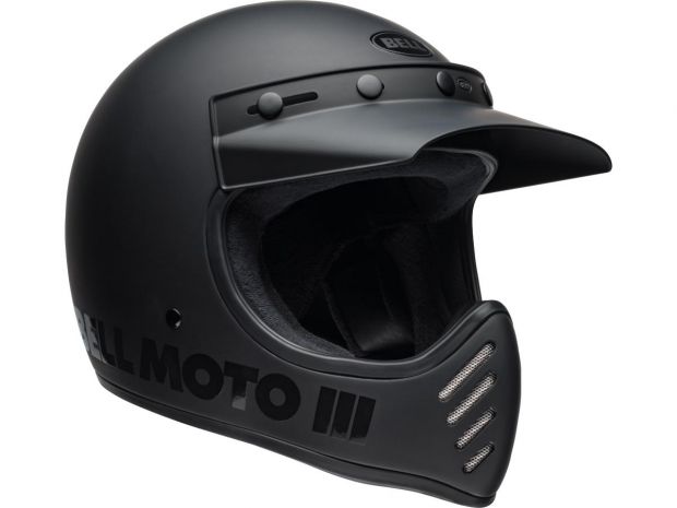 Moto-3 Retro Dirt bike Helmet Flat Black | S