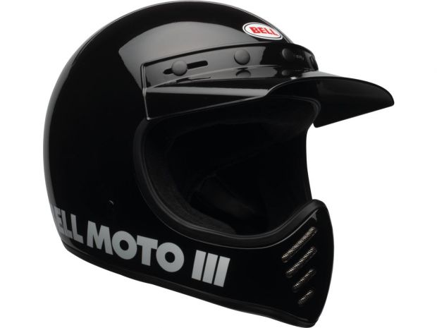 Moto-3 Retro Dirt bike Helmet Gloss Black | XL