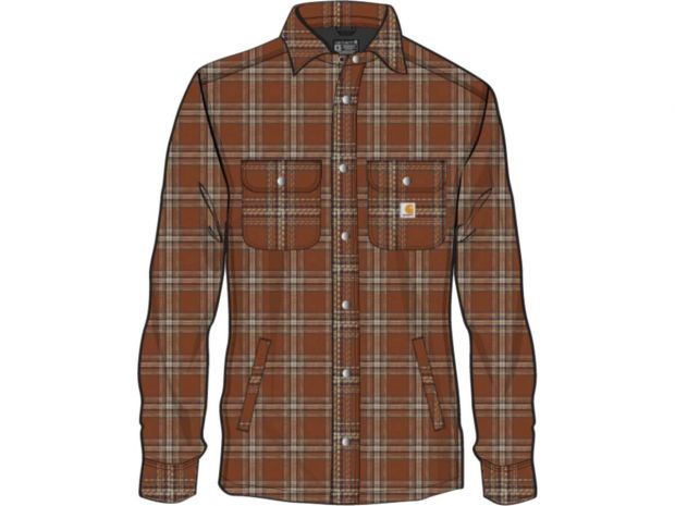 Relaxed Fit Heavyweight Flannel Sherpa-Lined Dherpe-Lined Shirt Jacket Burnt Sienna | XL