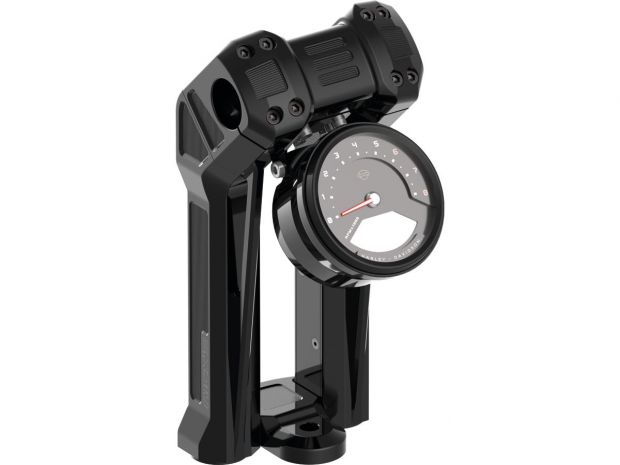 Club Style Pullback Riser Kit for Bottom Mount Round Speedometer 10" Height, 1 1/4" Clamp Diameter Black Anodized 