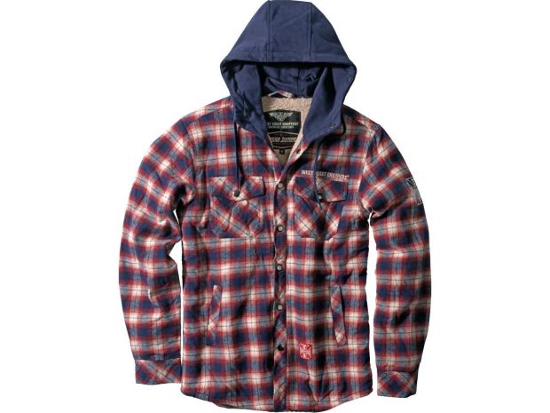 Sherpa Lined Flannel Jacket Navy|Red | S
