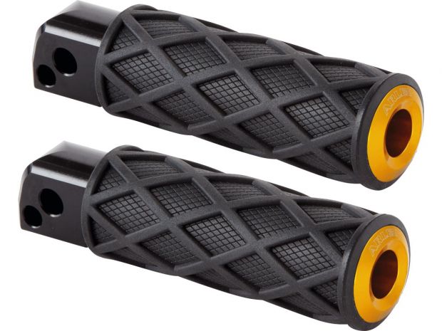 Diamond Passenger Pegs Black Rubber Peg, Gold End Cap 