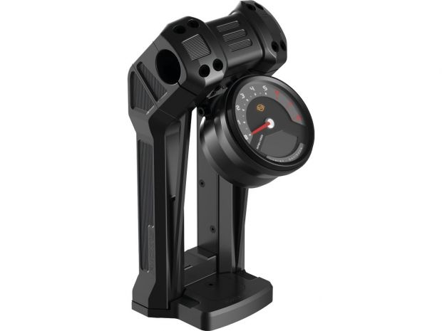 Club Style Pullback Riser Kit for Bottom Mount Round Speedometer 10" Height, 1 1/4" Clamp Diameter Black Anodized 