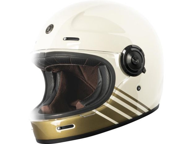 Newport (T-1) Retro Full Face Helmet Breakers Cream Gloss White | 2XL