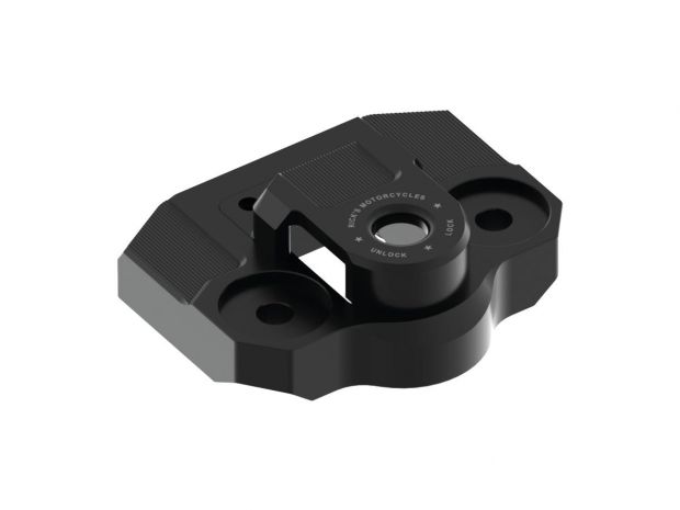Reduced Reach Club Style Riser Relocation Plate 45 mm Offset, includes Steering Lock Cover Black Anodized 