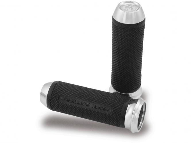 Performance Machine Elite Grips In Chrome Finish For 2008-2023 Harley Davidson Electronic Throttle Models (0063-2028-CH)