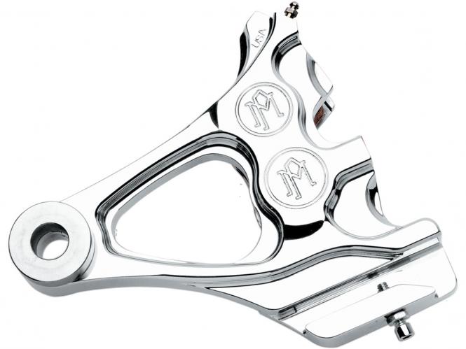 Performance Machine 4 Piston Caliper & Bracket Differential Bore in Chrome Finish For 1987-1999 Custom Softail With 1 Inch Axle (Excluding Models With 200mm Rear Tire) Models (1274-0076-1-CH)