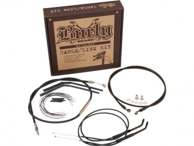 Burly Brand 18 Inch Apehanger Cable/Line Kit in Black Finish For 2011-2015 FXST Without ABS Models (B30-1075)