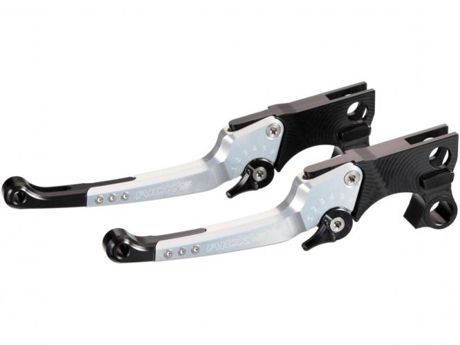 Ricks Motorcycles Good Guys Adjustable Brake & Clutch Levers Replacement In Silver & Black Finish For 2015-2017 Softail (Excluding 2016-2017 FLSS, 2016-2017 FLSTFBS, 2016-2017 FXSE) Models (85-5020000-S)