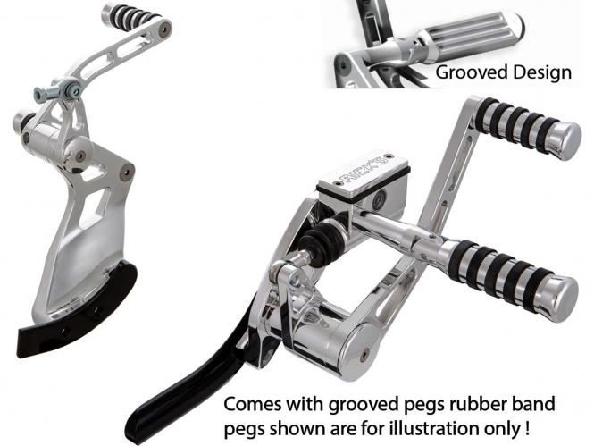 Ricks Motorcycles Forward Control Kit +4 Inches Grooved Pegs in Polished Finish For 2018-2020 Softail Models (S8-4000P4N-0)